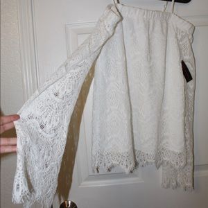 White, long sleeve, off the shoulder top